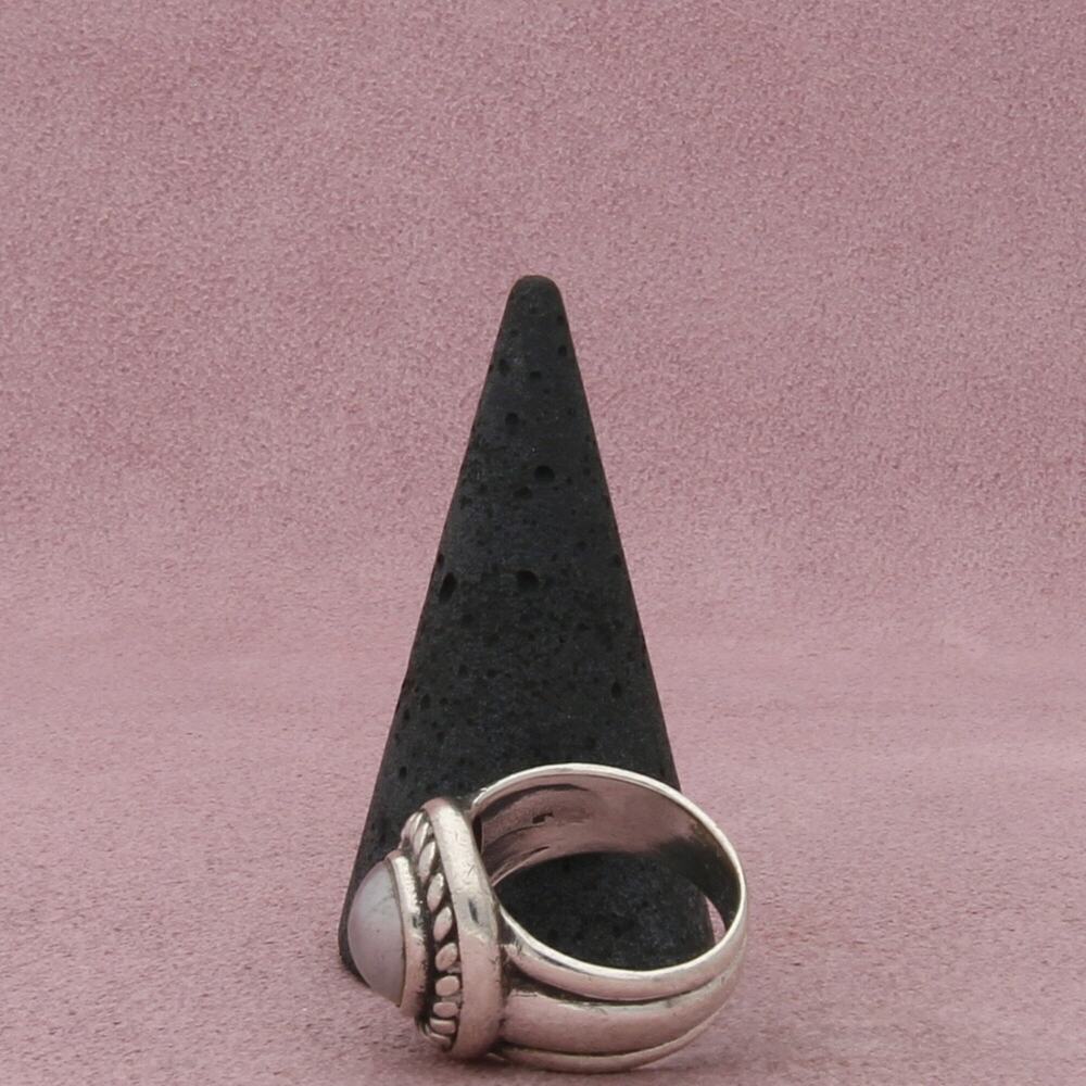 sterling silver braided grey pearl ring size 7 - Picture 3 of 5